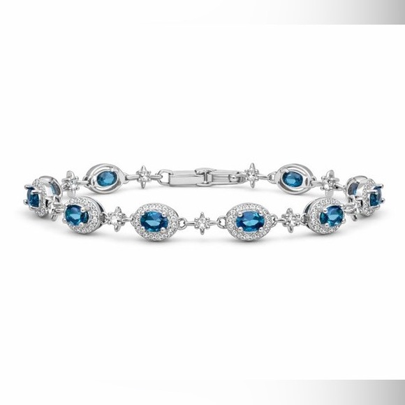 Venus and Vulcan Jewelry - S925 Oval London Blue Topaz Chain Bracelet